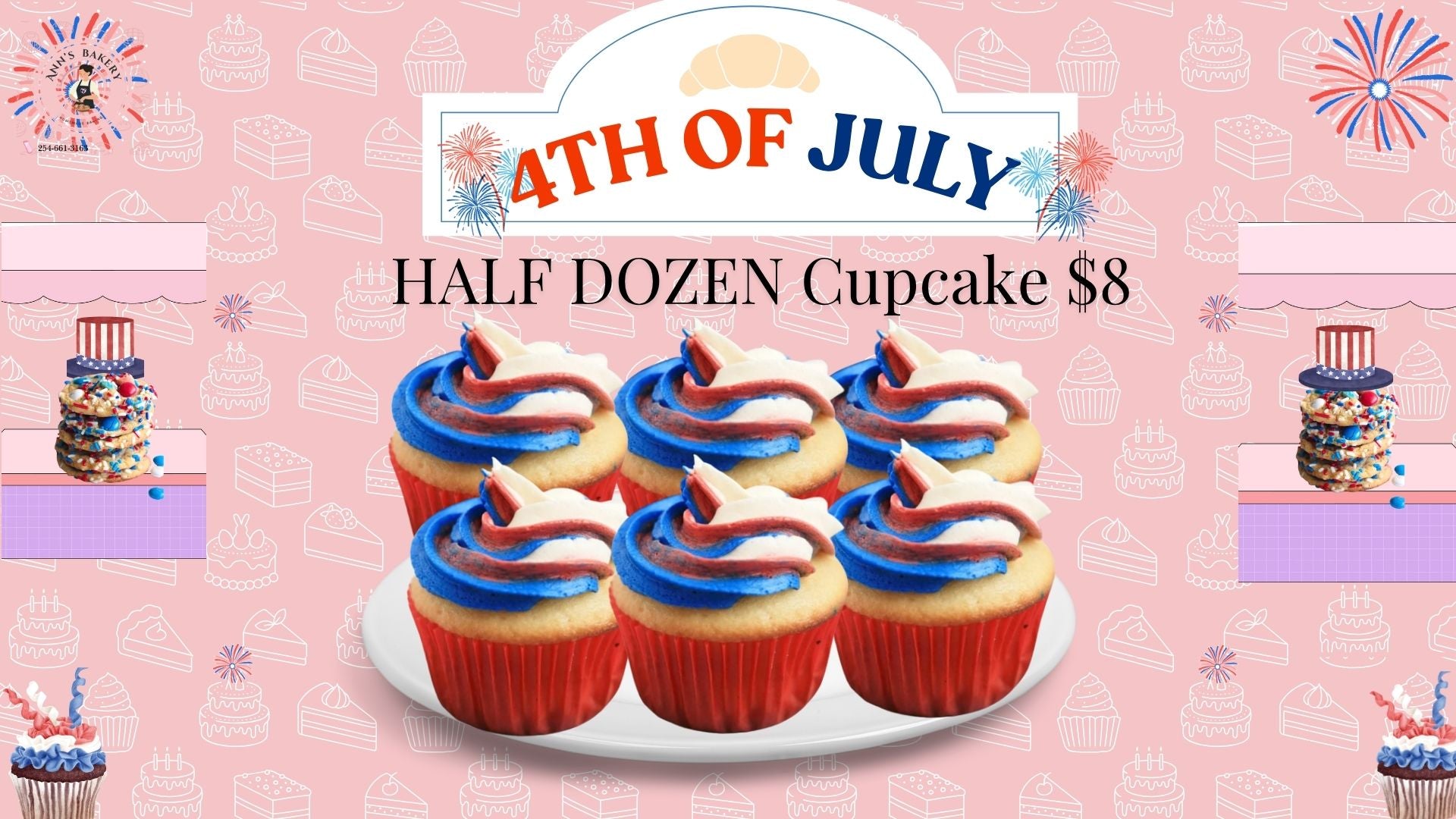 Independence Day Half Dozen Cupcakes